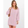 imageANRABESS Womens Long Sleeve V Neck Oversized Cable Knit Mini Sweater Dresses 2025 Winter Fall Trendy Pullover Tunic OutfitsPink