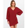 imageANRABESS Womens Long Sleeve V Neck Oversized Cable Knit Mini Sweater Dresses 2025 Winter Fall Trendy Pullover Tunic OutfitsRed