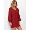 imageANRABESS Womens Long Sleeve V Neck Oversized Cable Knit Mini Sweater Dresses 2025 Winter Fall Trendy Pullover Tunic OutfitsRed