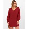 imageANRABESS Womens Long Sleeve V Neck Oversized Cable Knit Mini Sweater Dresses 2025 Winter Fall Trendy Pullover Tunic OutfitsRed