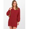imageANRABESS Womens Long Sleeve V Neck Oversized Cable Knit Mini Sweater Dresses 2025 Winter Fall Trendy Pullover Tunic OutfitsRed