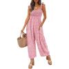 imageANRABESS Jumpsuits for Women Dressy One Piece Summer Outfits Wide Leg Sleeveless Smocked Romper Jumpers Casual Beach OverallsPink White Floral