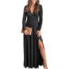 imageANRABESS Women Summer Deep V Neck Short Sleeve Dresses Slit Elegant Wedding Guest Formal Cocktail Evening Maxi Long DressLong Sleeve Black