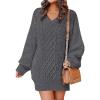 imageANRABESS Womens Long Sleeve V Neck Oversized Cable Knit Mini Sweater Dresses 2025 Winter Fall Trendy Pullover Tunic OutfitsDeep Grey