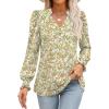 imageANRABESS Womens Puff Long Sleeve Shirts Dressy Casual Blouses 2025 Fall V Neck Loose Fit Floral Business Work Tunic Tops Orange Yellow Floral Small