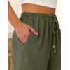imageABRABESS Womens Palazzo Pants Wide Leg Flowy Drawstring High Waisted Casual Trousers 2026 Summer Beach Vacation OutfitsArmy Green