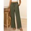 imageABRABESS Womens Palazzo Pants Wide Leg Flowy Drawstring High Waisted Casual Trousers 2026 Summer Beach Vacation OutfitsArmy Green
