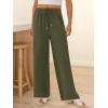 imageABRABESS Womens Palazzo Pants Wide Leg Flowy Drawstring High Waisted Casual Trousers 2026 Summer Beach Vacation OutfitsArmy Green
