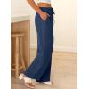 imageABRABESS Womens Palazzo Pants Wide Leg Flowy Drawstring High Waisted Casual Trousers 2026 Summer Beach Vacation OutfitsNavy Blue