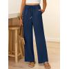 imageABRABESS Womens Palazzo Pants Wide Leg Flowy Drawstring High Waisted Casual Trousers 2026 Summer Beach Vacation OutfitsNavy Blue