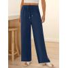 imageABRABESS Womens Palazzo Pants Wide Leg Flowy Drawstring High Waisted Casual Trousers 2026 Summer Beach Vacation OutfitsNavy Blue