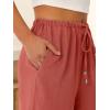 imageABRABESS Womens Palazzo Pants Wide Leg Flowy Drawstring High Waisted Casual Trousers 2026 Summer Beach Vacation OutfitsOrange Red