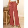 imageABRABESS Womens Palazzo Pants Wide Leg Flowy Drawstring High Waisted Casual Trousers 2026 Summer Beach Vacation OutfitsOrange Red