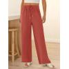 imageABRABESS Womens Palazzo Pants Wide Leg Flowy Drawstring High Waisted Casual Trousers 2026 Summer Beach Vacation OutfitsOrange Red