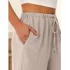 imageABRABESS Womens Palazzo Pants Wide Leg Flowy Drawstring High Waisted Casual Trousers 2026 Summer Beach Vacation OutfitsParchment