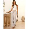 imageABRABESS Womens Palazzo Pants Wide Leg Flowy Drawstring High Waisted Casual Trousers 2026 Summer Beach Vacation OutfitsParchment