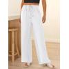 imageABRABESS Womens Palazzo Pants Wide Leg Flowy Drawstring High Waisted Casual Trousers 2026 Summer Beach Vacation OutfitsWhite