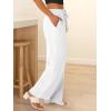 imageABRABESS Womens Palazzo Pants Wide Leg Flowy Drawstring High Waisted Casual Trousers 2026 Summer Beach Vacation OutfitsWhite