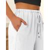 imageABRABESS Womens Palazzo Pants Wide Leg Flowy Drawstring High Waisted Casual Trousers 2026 Summer Beach Vacation OutfitsWhite