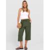 imageANRABESS Capris Pants for Women Summer Casual Loose Drawstring Elastic High Waist Straight 2026 Lounge Beach Cropped TrousersGreen