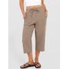 imageANRABESS Capris Pants for Women Summer Casual Loose Drawstring Elastic High Waist Straight 2026 Lounge Beach Cropped TrousersKhaki