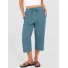 imageANRABESS Capris Pants for Women Summer Casual Loose Drawstring Elastic High Waist Straight 2026 Lounge Beach Cropped TrousersLake Bule