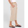 imageANRABESS Capris Pants for Women Summer Casual Loose Drawstring Elastic High Waist Straight 2026 Lounge Beach Cropped TrousersLight Beige