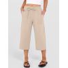 imageANRABESS Capris Pants for Women Summer Casual Loose Drawstring Elastic High Waist Straight 2026 Lounge Beach Cropped TrousersLight Beige
