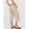 imageANRABESS Capris Pants for Women Summer Casual Loose Drawstring Elastic High Waist Straight 2026 Lounge Beach Cropped TrousersLight Beige