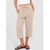 imageANRABESS Capris Pants for Women Summer Casual Loose Drawstring Elastic High Waist Straight 2026 Lounge Beach Cropped TrousersLight Beige