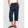 imageANRABESS Capris Pants for Women Summer Casual Loose Drawstring Elastic High Waist Straight 2026 Lounge Beach Cropped TrousersNavy Blue