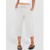 imageANRABESS Capris Pants for Women Summer Casual Loose Drawstring Elastic High Waist Straight 2026 Lounge Beach Cropped TrousersOffwhite