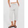imageANRABESS Capris Pants for Women Summer Casual Loose Drawstring Elastic High Waist Straight 2026 Lounge Beach Cropped TrousersOffwhite