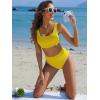 imageANRABESS Women Swimsuits Two Piece Bikini Set High Waisted Ribbed Tummy Control Modest Bathing Suits 2025 Beach Swim WearYellow