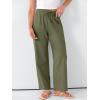 imageANRABESS Womens Casual Pants Summer High Waist Drawstring Loose Fit Straight Leg 2026 Comfy Lounge Trousers with PocketsArmy Green
