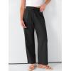 imageANRABESS Womens Casual Pants Summer High Waist Drawstring Loose Fit Straight Leg 2026 Comfy Lounge Trousers with PocketsBlack