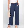 imageANRABESS Womens Casual Pants Summer High Waist Drawstring Loose Fit Straight Leg 2026 Comfy Lounge Trousers with PocketsNavy Blue