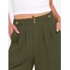 imageANRABESS Womens Wide Leg Dress Pants 2026 High Waisted Button Pleated Palazzo Business Casual Pants Office Work TrousersArmy Green