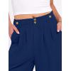 imageANRABESS Womens Wide Leg Dress Pants 2026 High Waisted Button Pleated Palazzo Business Casual Pants Office Work TrousersNavy Blue