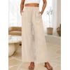 imageANRABESS Womens Wide Leg Linen Pants Summer Baggy Boho Casual Elastic Waist Long Lounge Travel Pants Trousers with PocketsApricot
