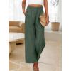 imageANRABESS Womens Wide Leg Linen Pants Summer Baggy Boho Casual Elastic Waist Long Lounge Travel Pants Trousers with PocketsArmy Green