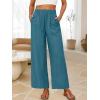 imageANRABESS Womens Wide Leg Linen Pants Summer Baggy Boho Casual Elastic Waist Long Lounge Travel Pants Trousers with PocketsLake Blue
