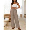 imageANRABESS Womens Wide Leg Linen Pants Summer Baggy Boho Casual Elastic Waist Long Lounge Travel Pants Trousers with PocketsLight Khaki