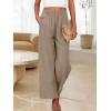 imageANRABESS Womens Wide Leg Linen Pants Summer Baggy Boho Casual Elastic Waist Long Lounge Travel Pants Trousers with PocketsLight Khaki