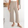 imageANRABESS Womens Wide Leg Palazzo Pants Summer Beach High Waisted Cropped Flowy Pants 2026 Dressy Casual Trousers with PocketsParchment
