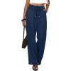 imageABRABESS Womens Palazzo Pants Wide Leg Flowy Drawstring High Waisted Casual Trousers 2026 Summer Beach Vacation OutfitsNavy Blue