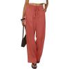 imageABRABESS Womens Palazzo Pants Wide Leg Flowy Drawstring High Waisted Casual Trousers 2026 Summer Beach Vacation OutfitsOrange Red