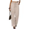 imageABRABESS Womens Palazzo Pants Wide Leg Flowy Drawstring High Waisted Casual Trousers 2026 Summer Beach Vacation OutfitsParchment