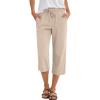 imageANRABESS Capris Pants for Women Summer Casual Loose Drawstring Elastic High Waist Straight 2026 Lounge Beach Cropped TrousersLight Beige