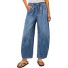 imageANRABESS Women Barrel Jeans High Waisted Wide Leg Drawstring Denim Pants Y2K Baggy Loose Fit Trouser Jeans with PocketsMedium Blue
